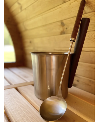 Polonic lung cu mâner din lemn termoizolant 100 ml. ACCESORII SAUNA