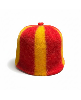 Pălărie de saună - cu dungi roșii/galbene, 100% lână ACCESORII SAUNA