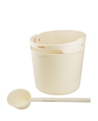 Accesorii pentru saună - Găleată și polonic Harvia Helmi, culoarea fildeșului ACCESORII SAUNA