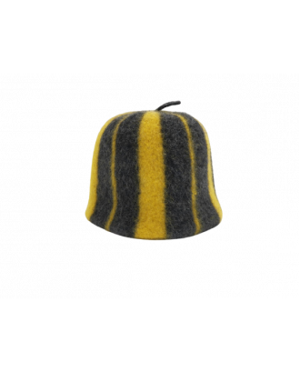 Pălărie de saună- dungi negre galbene, 100% lână ACCESORII SAUNA