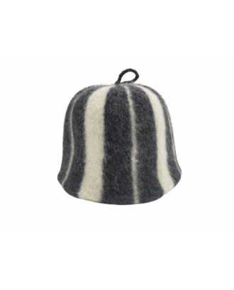 Pălărie de saună- dungat negru alb, 100% lână