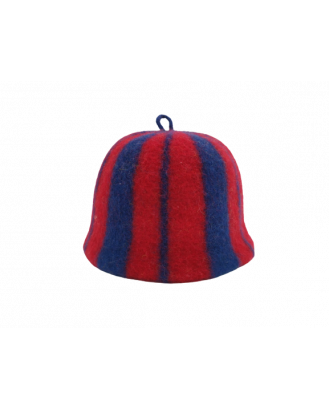 Pălărie de saună- dungă albastru roșu, 100% lână