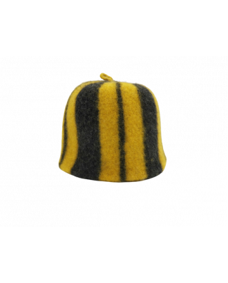 Pălărie de saună- dungi negre galbene, 100% lână