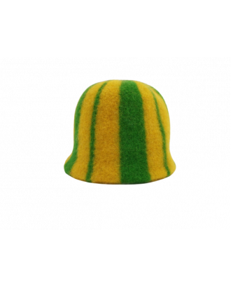 Pălărie de saună - dungi verde - galben, 100% lână