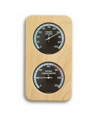Termohigrometru analog pentru saună cu cadru din lemn Dostmann TFA 40.1004