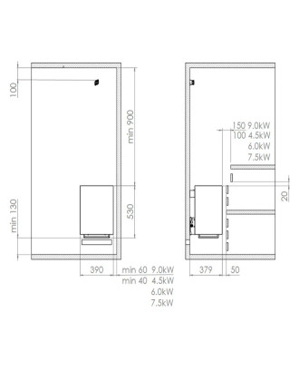 Sobă electrică de saună Harvia Virta Wall, 6,0 kW, neagră, fără unitate de control INCALZITORE ELECTRICE DE SAUNA