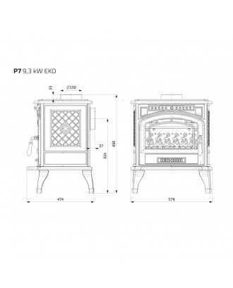 Soba Fonta KAWMET P7 9,3 kW SOBE DE ÎNCĂLZIRE