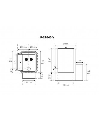 Încălzitor de saună SKAMET P-22040V Rezervor de apă - stânga SOBE DE SAUNA PE LEMN